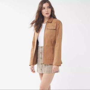 Urban Outfitters Womens Collared Faux Suede Jacket Brown Size Small